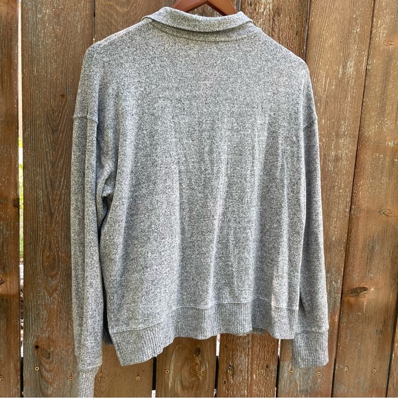 AERIE Women’s Heather Gray Soft 1/4 Zip Sweater Sweatshirt Size Small - Picture 8 of 9